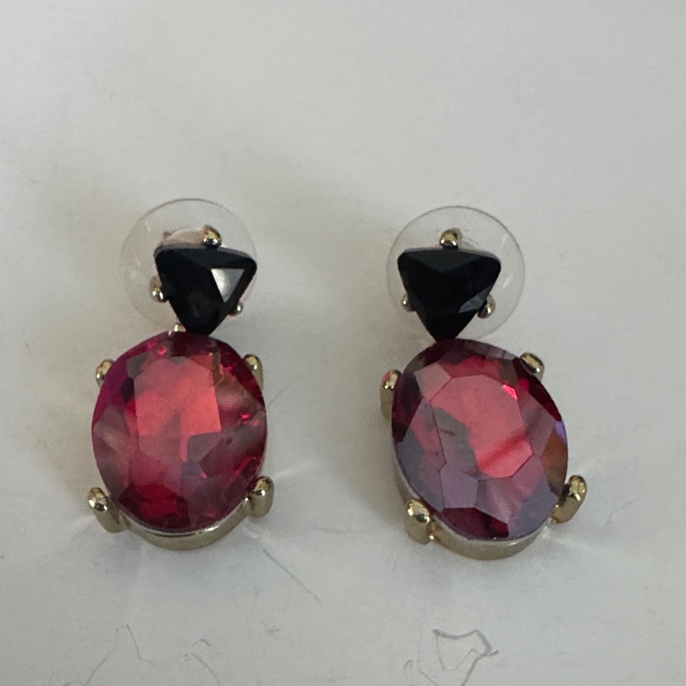 Elegant Red and Black Gemstone Earrings